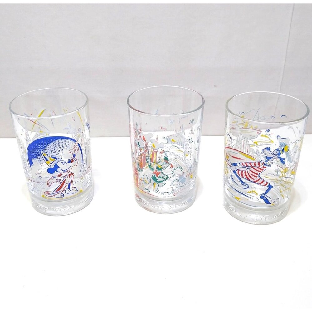 Walt Disney World Remember The Magic 25th Anniversary McDonalds Glasses Set of 3